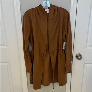 Beyond Yoga Brown Hooded Trench Coat